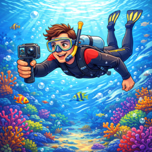 Action underwater camera for YouTube content creators filming travel vlogs 
