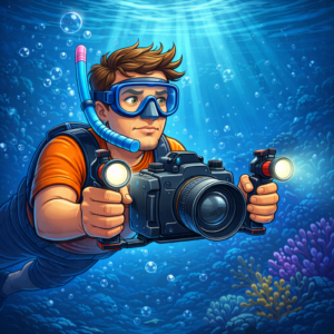 Advanced underwater camera housing used for cinematic travel content