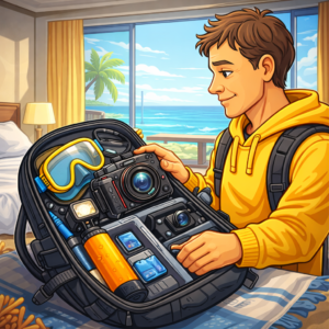 Balanced travel kit built around a compact travel underwater camera