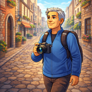 Compact and ergonomic travel camera for long walking days