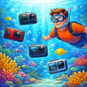 Different underwater camera types used for travel content creation 