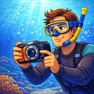 Hybrid underwater cameras for travelers shooting photo and video