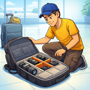 Modular backpack camera bag with removable camera cube for travel creators