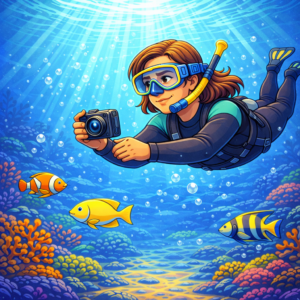 Underwater filming technique using waterproof camera