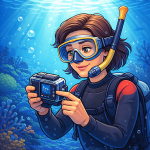 Underwater camera for YouTube content creators evaluating filming features