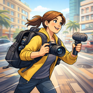 camera bag designed for social creators who shoot photos and video while traveling