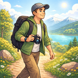 confident travel photographer