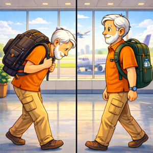 Balanced versus unbalanced travel backpack