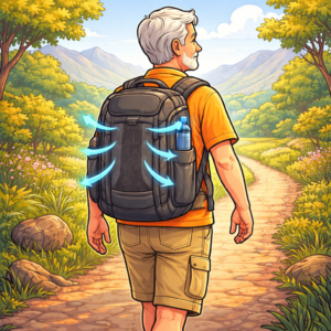 Breathable padded camera backpack worn comfortably