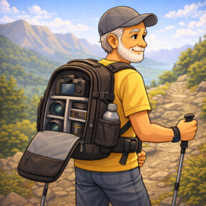 Camera backpack offering comfort and capacity for travel photography