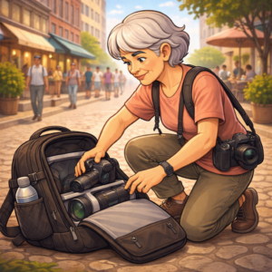 Camera backpack slower access during travel photography