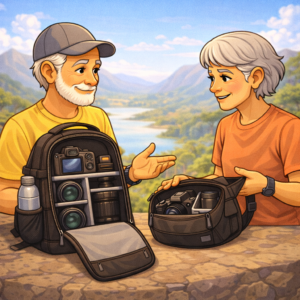 Camera backpack versus sling bag comparison for travel photography