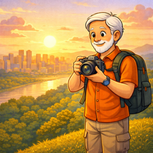 Intermediate creator shooting with travel camera