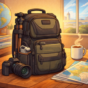 Professional backpack camera bag displayed for travel creators