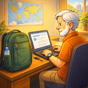 Senior using backpack selection quiz