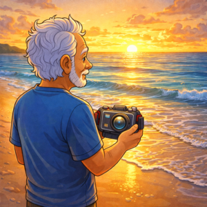 Sunset reflection with underwater camera